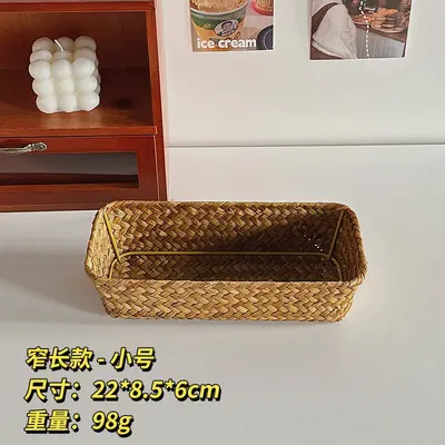 Rechteckiger Aufbewahrungskorb aus Geflecht, minimalistisch, Schreibtisch - 9