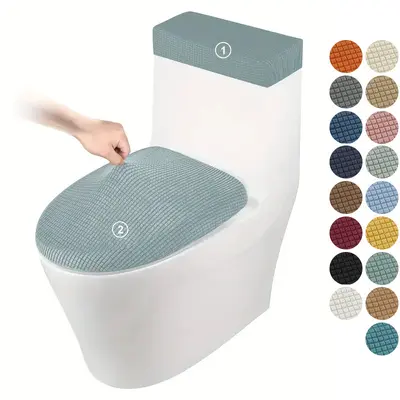 Verdickte Toilettensitzbezug aus Maisseide mit Jacquardmuster, Wassertankabdeckung, Hotel- und Hausbedarf, universelle elastische Toilettendeckelbezug - 11