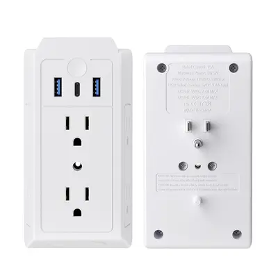 Amerikanischer Standard-Wandsteckdose Wandstecker dreiseitige einfache Drehung Mehrfach-Adapter aufsteckbar Reiseadapter Stromverteiler mit Überspannungsschutz