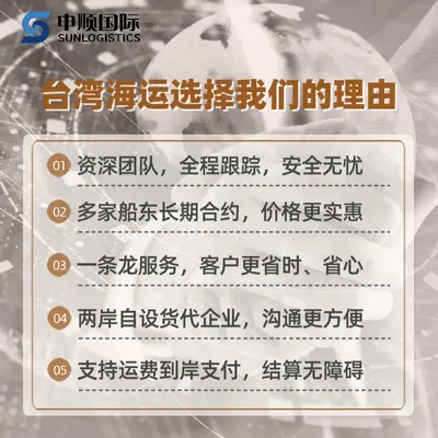Sea Freight from Taiwan to Xiamen, Customs Clearance Included