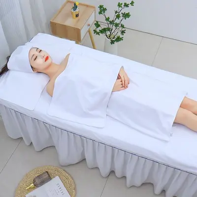 Toptan Baotou havlu, delikli masaj terapi yatak havlusu, kalınlaştırılmış güzellik salonu özel logo set banyo havlusu - 11