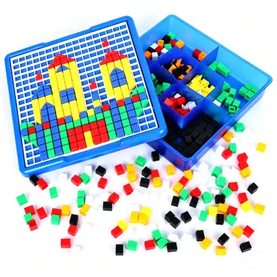 Plastic Snap-Together Square Building Blocks for Early Childhood Education
