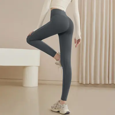 瑜伽服女2024新款秋冬健身服紧身高腰裤子女显瘦跑步运动长裤 - 9
