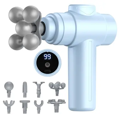 Mini Fascia Gun Multi-Head Electric Massager LCD Display - 12