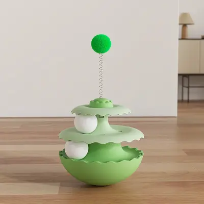 Katzen-Spielplatte mit Federglöckchen-Angel - 10