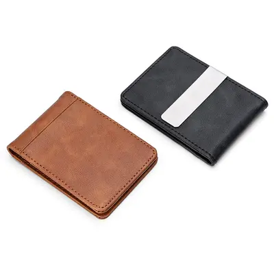 Herren-Kurzbrieftasche aus PU mit Edelstahl-Scheinfach - 4