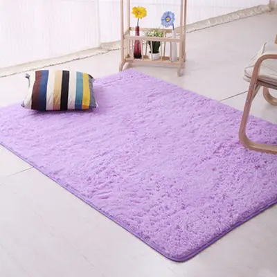 Modern Wool Rug for Living Room, Rectangular Silk Look Carpet