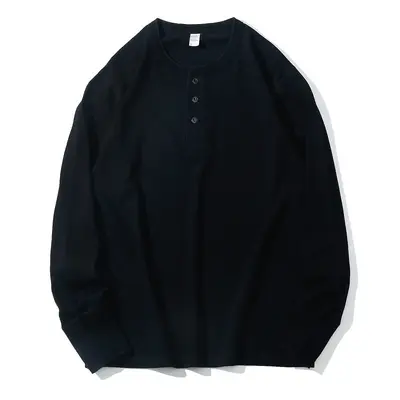 Herren Henley-Langarmshirt, 100% reine Baumwolle, Weiß - 8