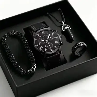2025 Fall New Arrival Men's Watch Luxury Minimalist Sophisticated Simple Fashion Quartz Wristwatch Black Large Dial - 8