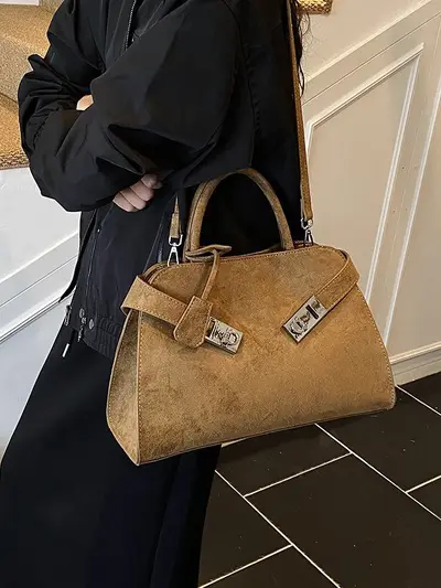Women's Suede Tote Bag, Large Capacity, Single Shoulder - 4