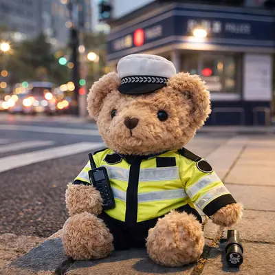 Polis trafik ayısı peluş oyuncak, polis üniformalı