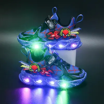 Kinder-Sportschuhe mit Leuchtfunktion, wasserdichte Lederoptik, weiche Sohle