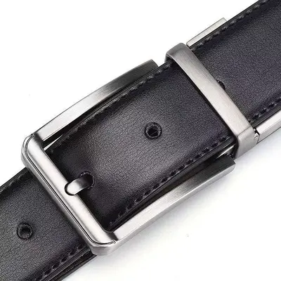Foreign Trade Men's Genuine Leather Belt Business Pin Buckle Rotating Cowhide Waistband Cowhide Black Korean Style Men's Belt Stock Available
