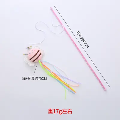 Peluş arı figürlü kedi oyun çubuğu, kendi kendine oynayan etkileşimli kedi oyuncağı - 7