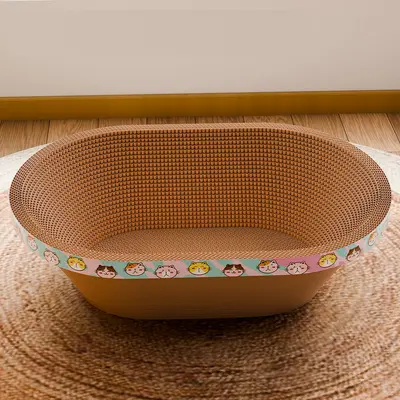 Extra Large Cat Scratcher with Bed, Corrugated Cardboard, No Debris - 10