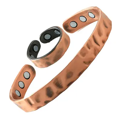 3D Two-Tone Magnetic Stone Bracelet, 9 Magnets, Open Cuff