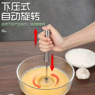Edelstahl halbautomatischer Schneebesen, manueller Mixer, rotierender Handmixer mit Druck für Eier, Sahne, Milch, für den Hausgebrauch