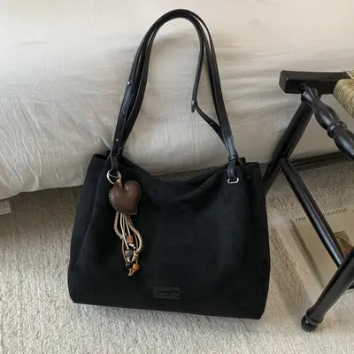 Women's Large Capacity Suede-Look Underarm Tote Bag - 7