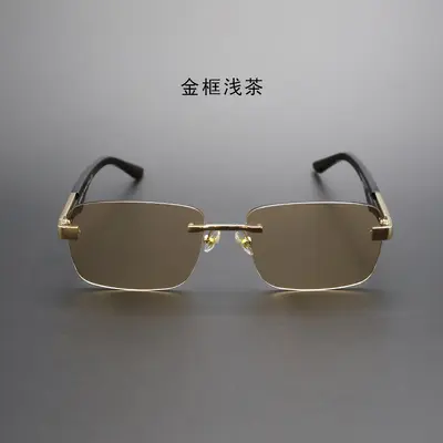 Rahmenlose polygonale Herren-Sonnenbrille, Retro-Modestil - 9
