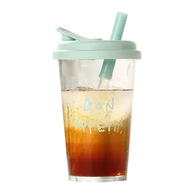 Cute Printed Glass Coffee Cup with Straw, Gift Item - 6