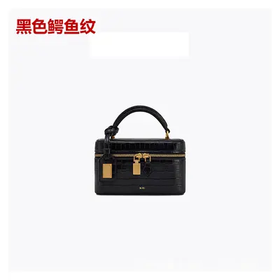 Women's Small Square Crossbody Bag, Crocodile Embossed, Light Luxury - 7