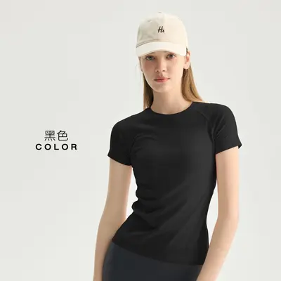 Dikişsiz İnce Ter Emici Spor Fitness Yoga Kısa Kollu Üst Kadın Yoga Koşu Antrenman Üstü Zayıflatan T-Shirt - 10