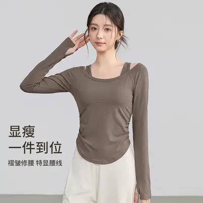 Women's yoga long sleeve top, autumn-winter, fitted - 4