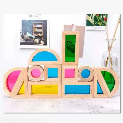 Wooden Acrylic Rainbow Light Shadow Building Blocks