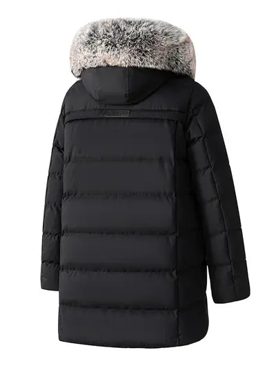 Winter-Neuheit Herren Mantel mittellang mit Pelzkragen, verdickt, mit Kapuze, große Größen, locker geschnittene Wattejacke, warm, Winterjacke