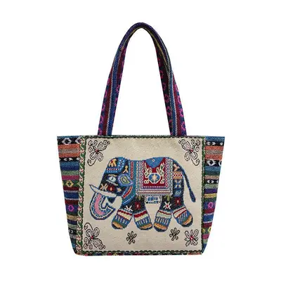 Damen-Einkaufstasche groß, bestickt, tägliche Stofftasche - 6