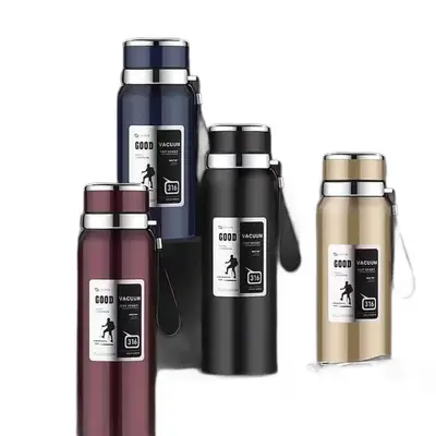 Erkek 316 Paslanmaz Çelik Termos Şişe Büyük Kapasiteli 1000 ml - 6