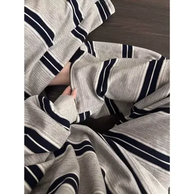 Women's Thick Long-Sleeve Striped Velvet Pajama Set for Autumn and Winter