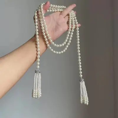 Mehrlagige Halskette mit Blütenquasten, Schlüsselbein-Kette - 4