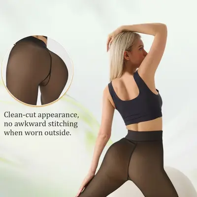 Nine-Point Black Sheer-Look Fleece-Lined Leggings, 200g