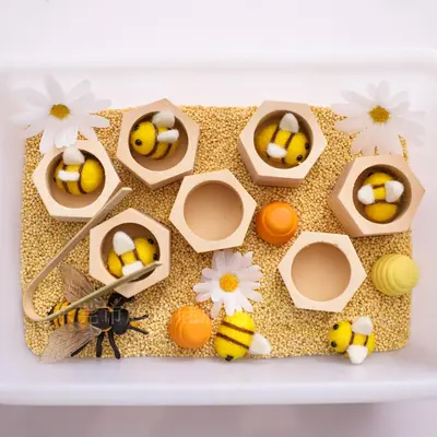 Montessori early education wooden honeycomb clip bee toy children hand-eye coordination concentration training educational toys wholesale