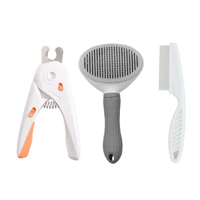 3-Piece Dog Nail Clipper and Grooming Comb Set with Flea Comb - 9