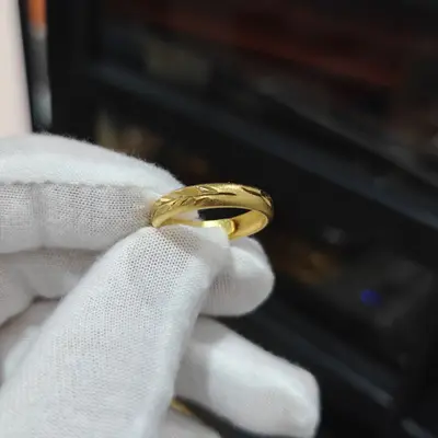 Çiftler için Vietnam kum altın yüzük, erkekler ve kadınlar için uzun ömürlü renk, açık pürüzsüz bakır alaşımlı düz yüzük, imitasyon altın yüzük - 12