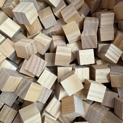 DIY Square Small Solid Pine Wood Building Blocks