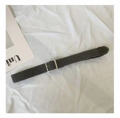 2025 New Woven Belt Men's Trouser Belt Women's Jeans Belt Military Training Trendy Youth Canvas Men's Black - 8