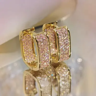 U-shaped copper zirconia ear clips, fashion earrings - 9