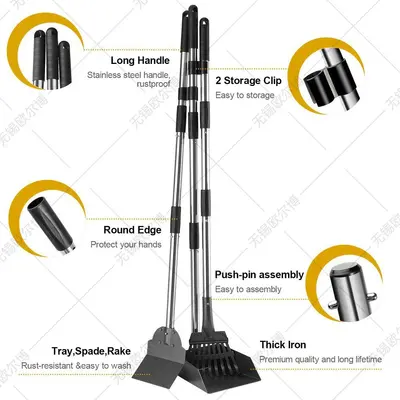 Pet Poop Scooper Stainless Steel Pooper Scooper Set Outdoor Cleaning Amazon Cross-Border Bestseller