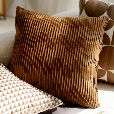 Cremefarbener hochwertiger Retro-Stil Kissenbezug mit Knoten für Chaiselongue, kernbraunes Lendenkissen für Erker-Fenster. - 8