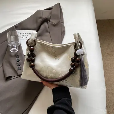 Women's Shoulder Bag, Chinese Style, Large Capacity, Square - 8