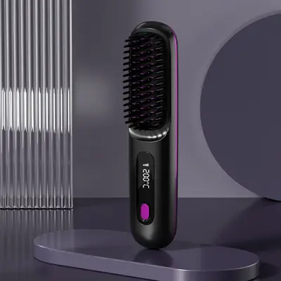 2025 yeni sınır ötesi LCD kablosuz saç düzleştirici tarak şarj edilebilir seramik dijital tarak MINI saç düzleştirici taşınabilir - 9