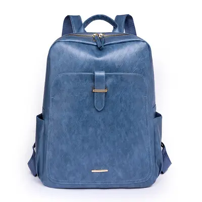 Women's Backpack, Soft PU Leather, Solid Color, Large Capacity - 10