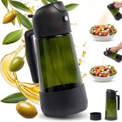Spray ve döner iki in one mutfak gıda sınıfı sprey şişe sızdırmaz sızıntısız yağ akışı olmayan sprey yağ şişesi cam yağ şişesi toptan - 12