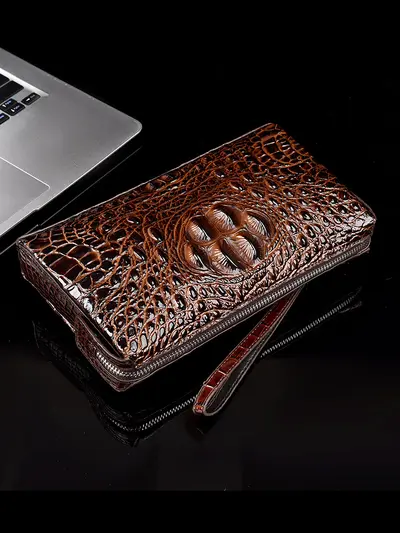 Men's Crocodile Pattern Clutch, Combination Lock - 4