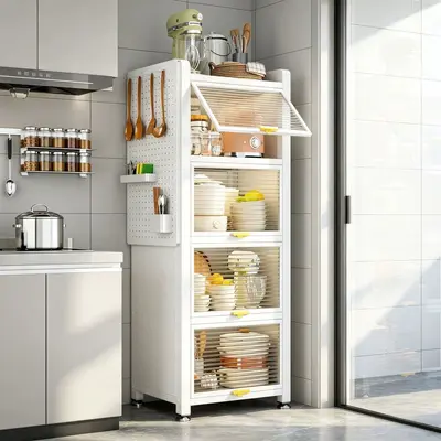 Multi-function kitchen storage shelf, wall-mounted, dust-proof - 2