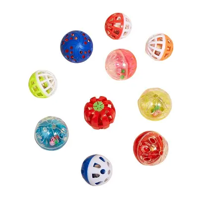 Colorful plastic bell ball mesh cut ball sound funny cat ball pet supplies self-pleasure chewing cat toy