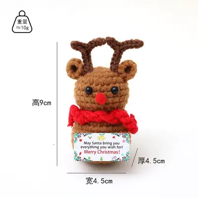 El yapımı örgü Noel bebeği, geyik, kardan adam ve Noel Baba biblo - 5